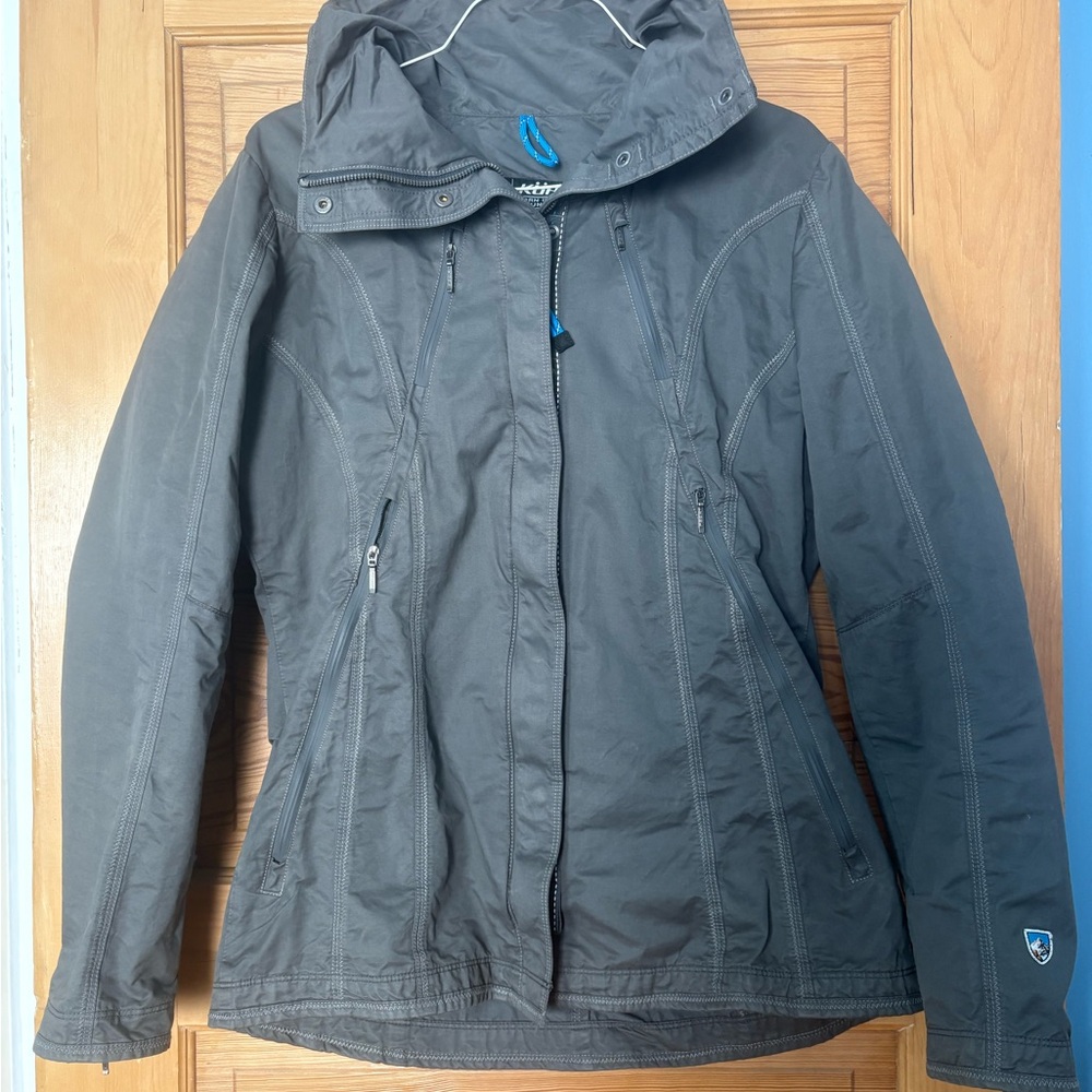 Women's Kuhl Dark Gray Hooded Rain Jacket